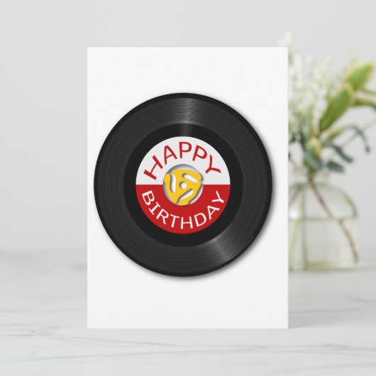 Retro 45RMP-record met adapter Feestdagenkaart (Staand voorkant)