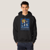 Retro 49 graden Noord Ski zonsondergang Hoodie (Voorkant volledig)