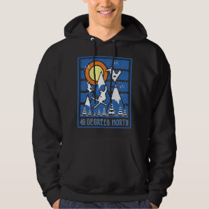 Retro 49 graden Noord Ski zonsondergang Hoodie