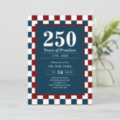 Retro 4 juli 250 jaar feest geruit kaart (Staand voorkant)