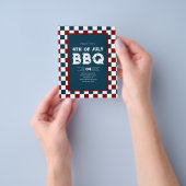 Retro 4 juli BBQ-feest Geruit  Flyer (Hand)