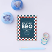 Retro 4 juli BBQ-feest Geruit  Flyer (Enkel)