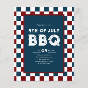 Retro 4 juli BBQ-feest Geruit Flyer