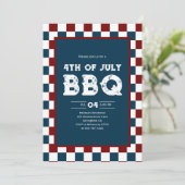 Retro 4 juli BBQ-feest geruit Kaart (Staand voorkant)