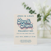 Retro 4 juli Briefkaart uitnodiging van partij (Staand voorkant)