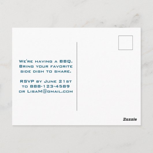 Retro 4 juli Briefkaart uitnodiging van partij (Achterkant)