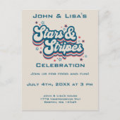 Retro 4 juli Briefkaart uitnodiging van partij (Voorkant)