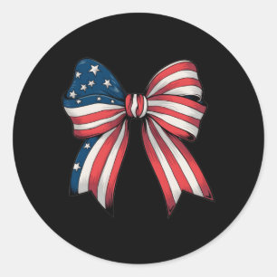 Retro 4 juli Coquette bows Amerikaanse vlag VS Ronde Sticker