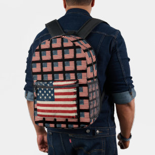 Retro 4 juli geruite patriottische sterren en stre bedrukte rugzak
