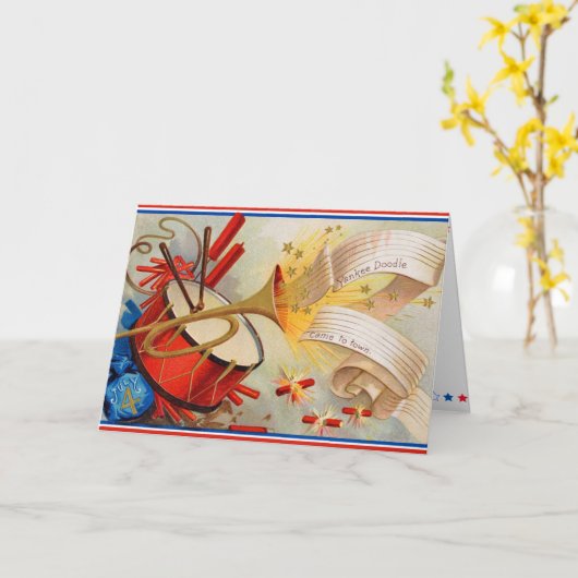 Retro 4 juli Kaart (Gele Bloem)