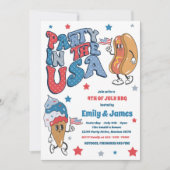 Retro 4 juli Partij in de Verenigde Staten BBQ Par Kaart (Voorkant)