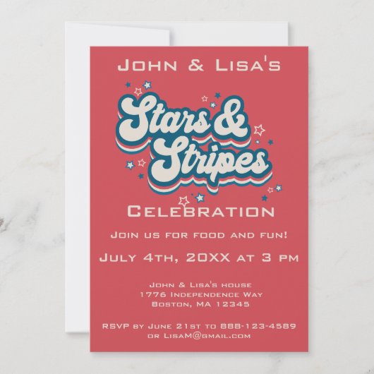 Retro 4 juli partijuitnodiging kaart (Voorkant)