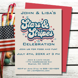 Retro 4 juli partijuitnodiging kaart