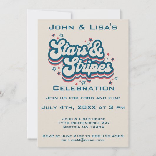 Retro 4 juli partijuitnodiging kaart (Voorkant)