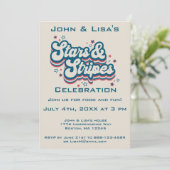 Retro 4 juli partijuitnodiging kaart (Staand voorkant)