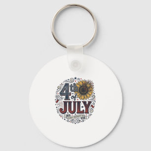Retro 4 juli patriottisch zonnebloem shirt Desi Sleutelhanger