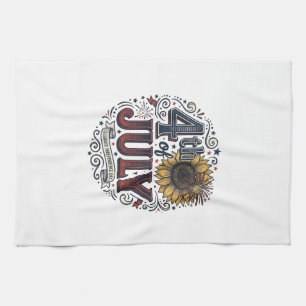 Retro 4 juli patriottisch zonnebloem shirt Desi Theedoek