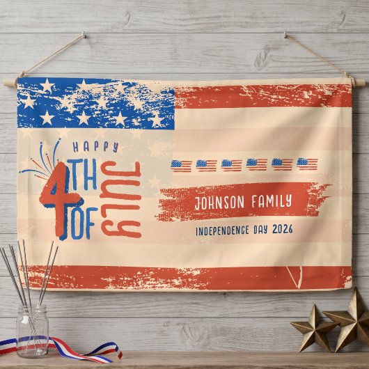 Retro 4 juli Patriottische VS Onafhankelijkheidsda Spandoek