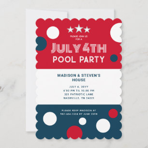 Retro 4 juli Pool Party Rood Wit Blauw Kaart