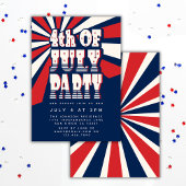 Retro 4 juli rood wit en blauw feest kaart