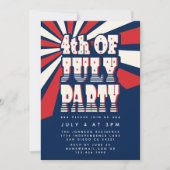 Retro 4 juli rood wit en blauw feest kaart (Voorkant)