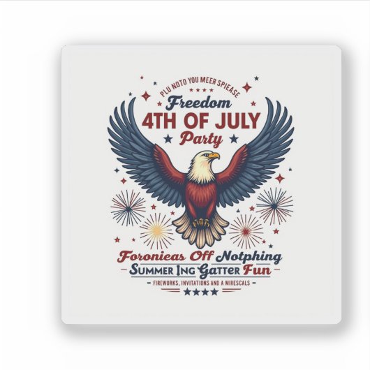 Retro 4 juli Sticker – Eagle & Vuurwerk (Voorkant)