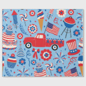 Retro 4 juli viering patroon cadeaupapier (Vlak)