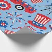 Retro 4 juli viering patroon cadeaupapier (Hoek)