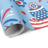 Retro 4 juli viering patroon cadeaupapier (Rol Hoek)