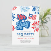 Retro 4 juli Vuurwerk Amerika Vlag BBQ Party Kaart (Staand voorkant)