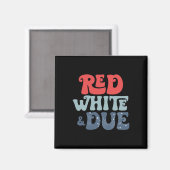 Retro 4 juli zwangerschapsaankondiging rood wit magneet (Voorkant / Achterkant)