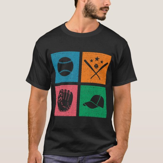Retro 4 Kleurblok Baseball T-shirt (Voorkant)