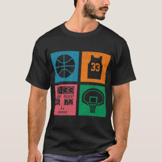 Retro 4 kleurenblok Basketball T-shirt