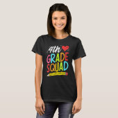 Retro 4de klas squad potlood terug naar school t-shirt (Voorkant volledig)
