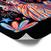 Retro 4th July Standbeeld van Liberty America Meis Poster (Hoek)