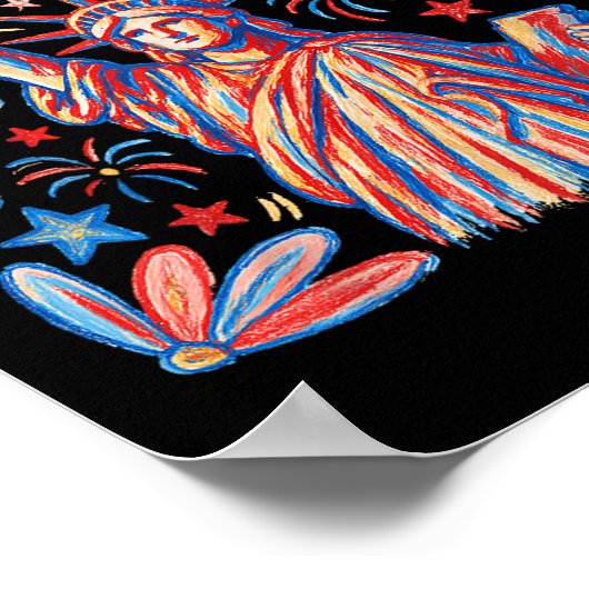 Retro 4th July Standbeeld van Liberty America Meis Poster (Hoek)