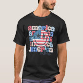 Retro 4th of July America vibes Groovy Smile Patri T-shirt (Voorkant)