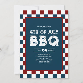 Retro 4th of July BBQ Party Checkered  Kaart