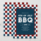 Retro 4th of July BBQ Party Checkered  Kaart (Voorkant / Achterkant)