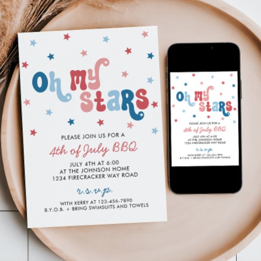 Retro 4th of July BBQ Party Uitnodiging