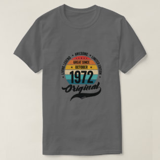 Retro 50 jaar oktober 1972 feestdag t-shirt