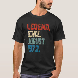 Retro 50 jaar oude legend sinds augustus 1972 50th t-shirt