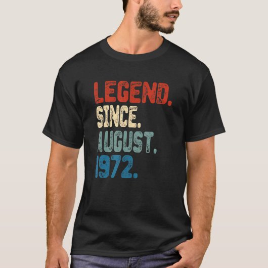 Retro 50 jaar oude legend sinds augustus 1972 50th t-shirt (Voorkant)
