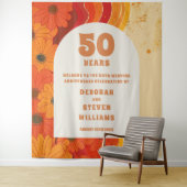 Retro 50e bruiloft Jubileum Photobooth Achtergrond Wandkleed (In situ)