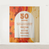 Retro 50e bruiloft Jubileum Photobooth Achtergrond Wandkleed (Voorkant)