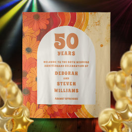 Retro 50e bruiloft Jubileum Photobooth Achtergrond Wandkleed