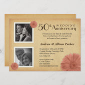 Retro 50e Jubileum Daisy Photo Invitations Kaart (Voorkant / Achterkant)