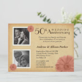 Retro 50e Jubileum Daisy Photo Invitations Kaart (Staand voorkant)
