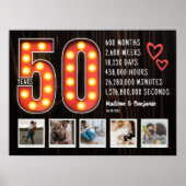 Retro 50e Jubileum Hearts Custom Photo Collage Poster (Voorkant)