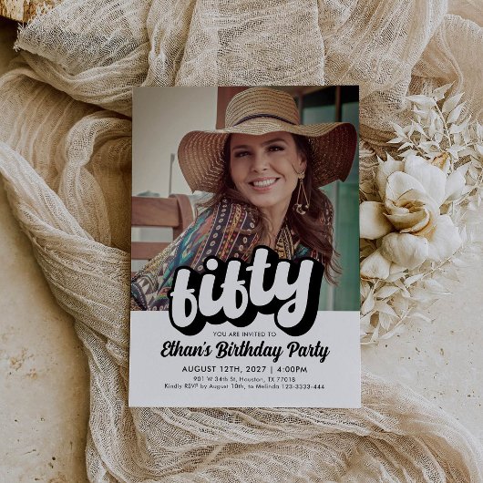 Retro 50e verjaardag uitnodiging | 50-jarig bestaa